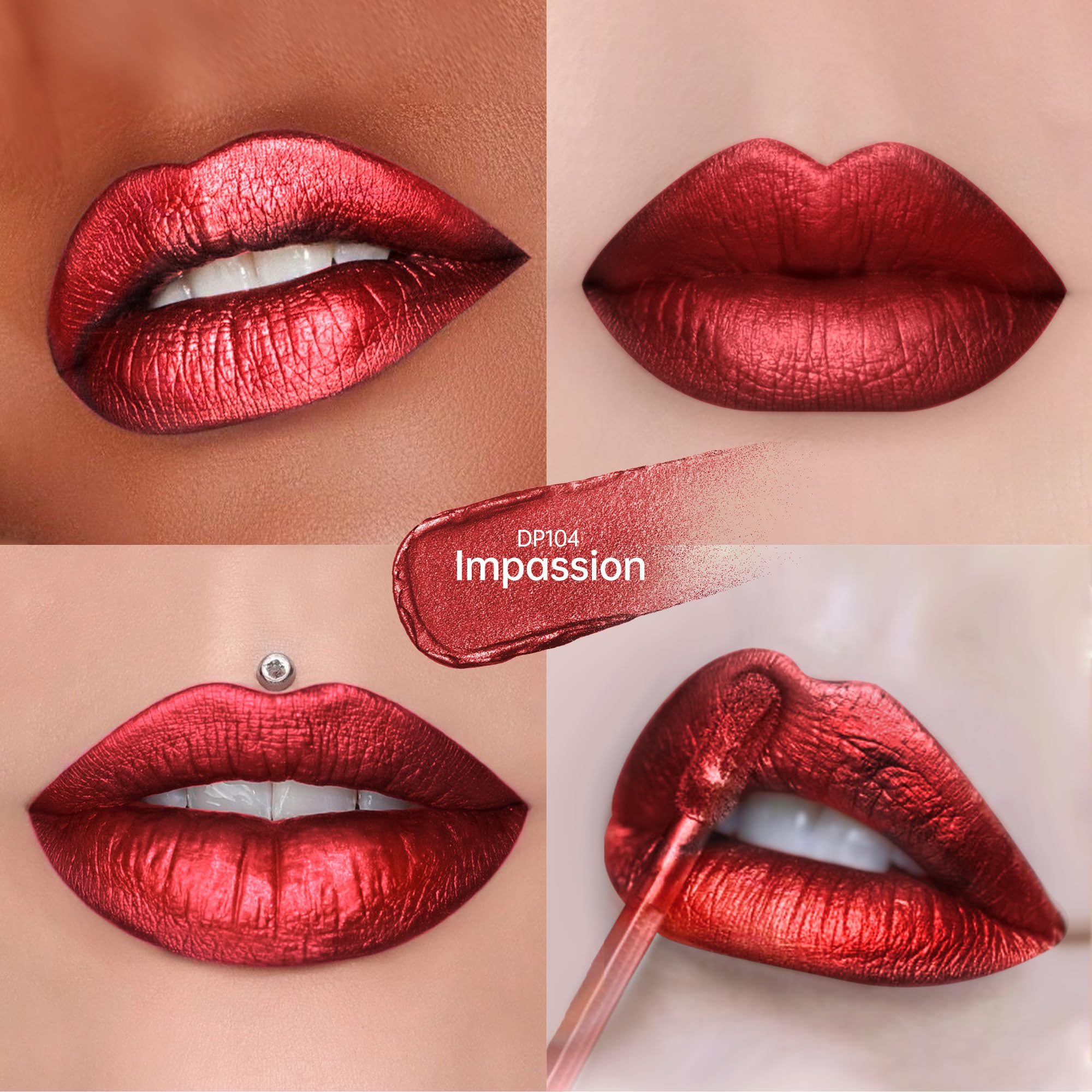 Depuplum 3Pc Metallic Lipstick Set for Women – Waterproof, Long-Lasting Shine DP103/104/114