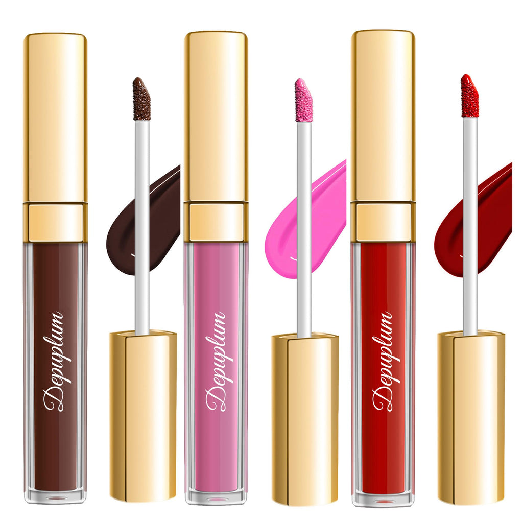 Depuplum 3Pc Matte Liquid Lipsticks – Vegan, Long-Lasting Lip Color (DM15, DM05, DM26)