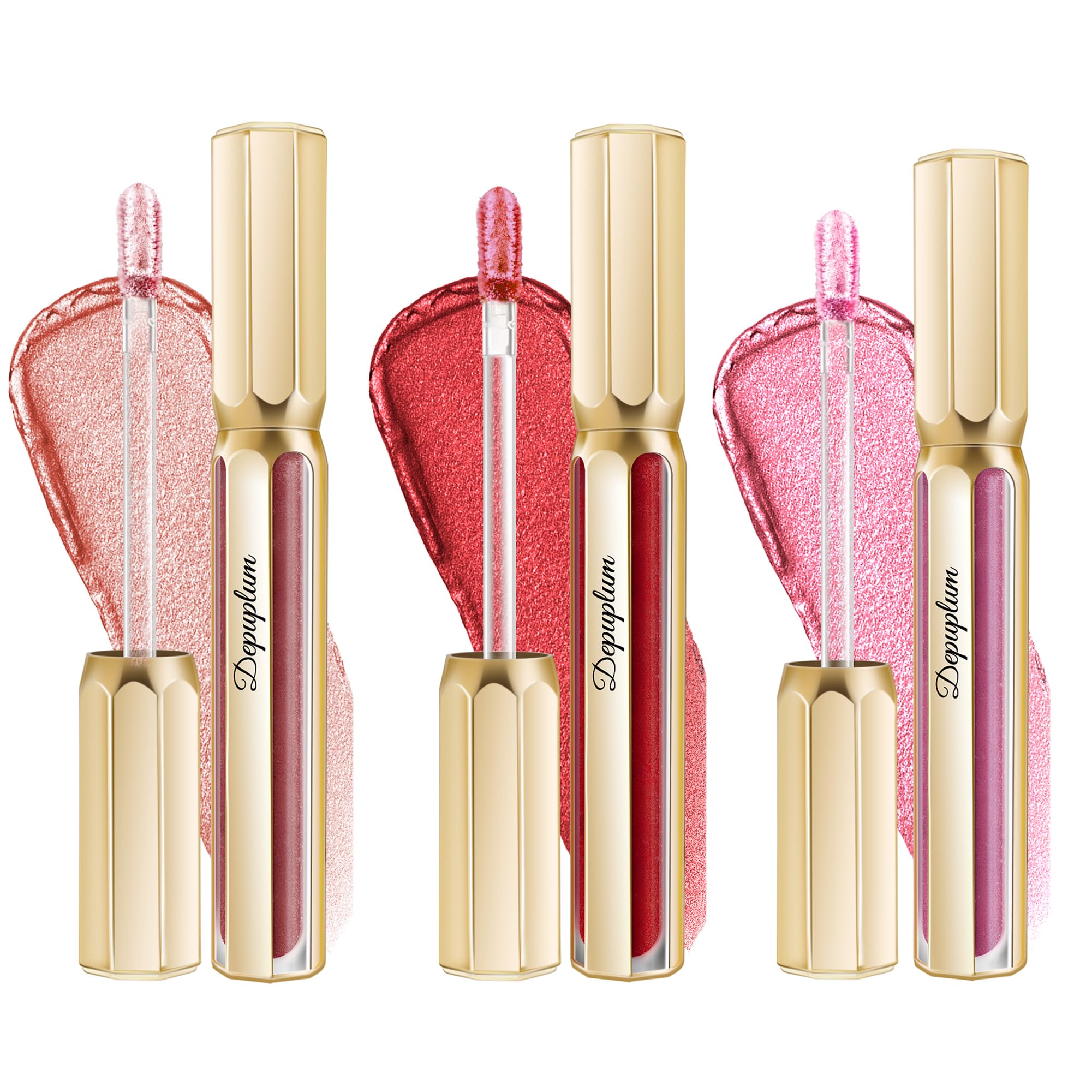 Depuplum 3Pc Metallic Lipstick Set – DP101/104/108, Long-Lasting & Waterproof