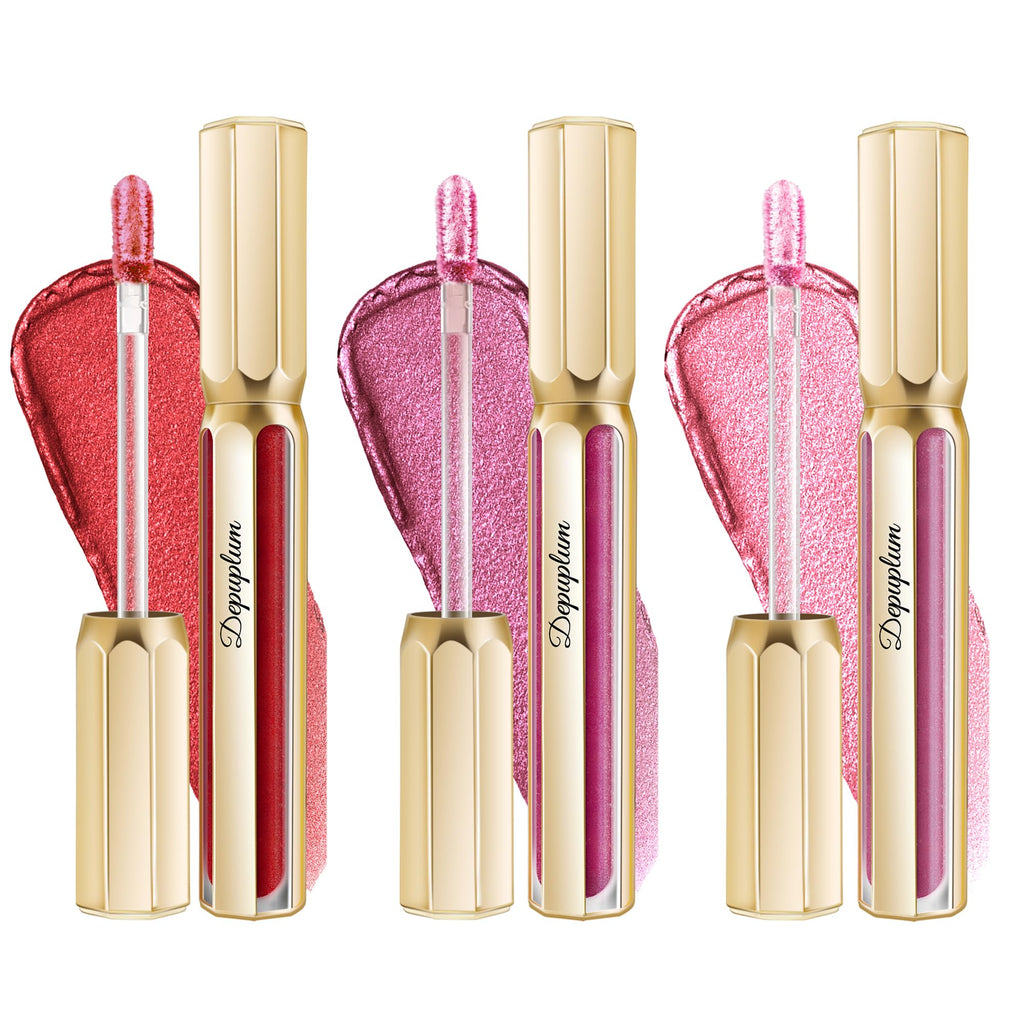 Depuplum 3pc Metallic Lipsticks Set – DP104/107/108 | Long-Lasting Shine & Hydration