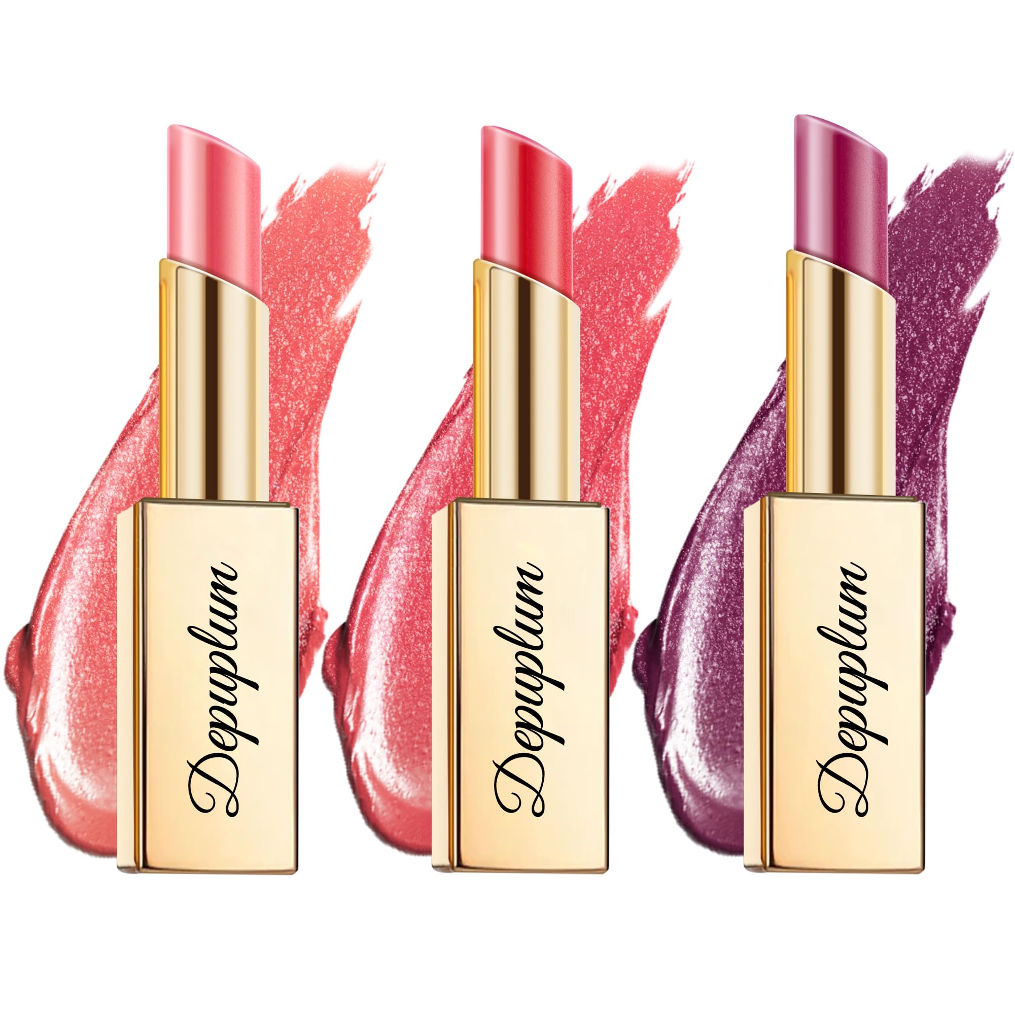Depuplum Nude Red Pink Lipstick Set – Hydrating, Shimmer Lip Balm & Vegan Lip Gloss (ZG107/108/109)