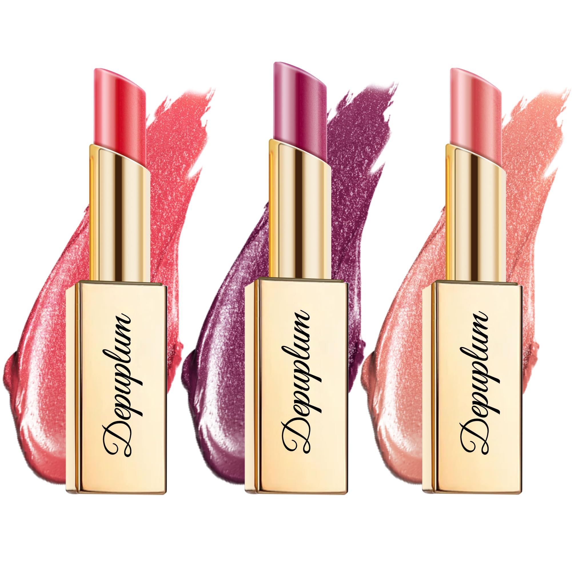 Depuplum Red Mulberry Nude Lipstick Set – Hydrating, Shimmer Lip Balm & Cruelty-Free Gloss (DM108/109/118)