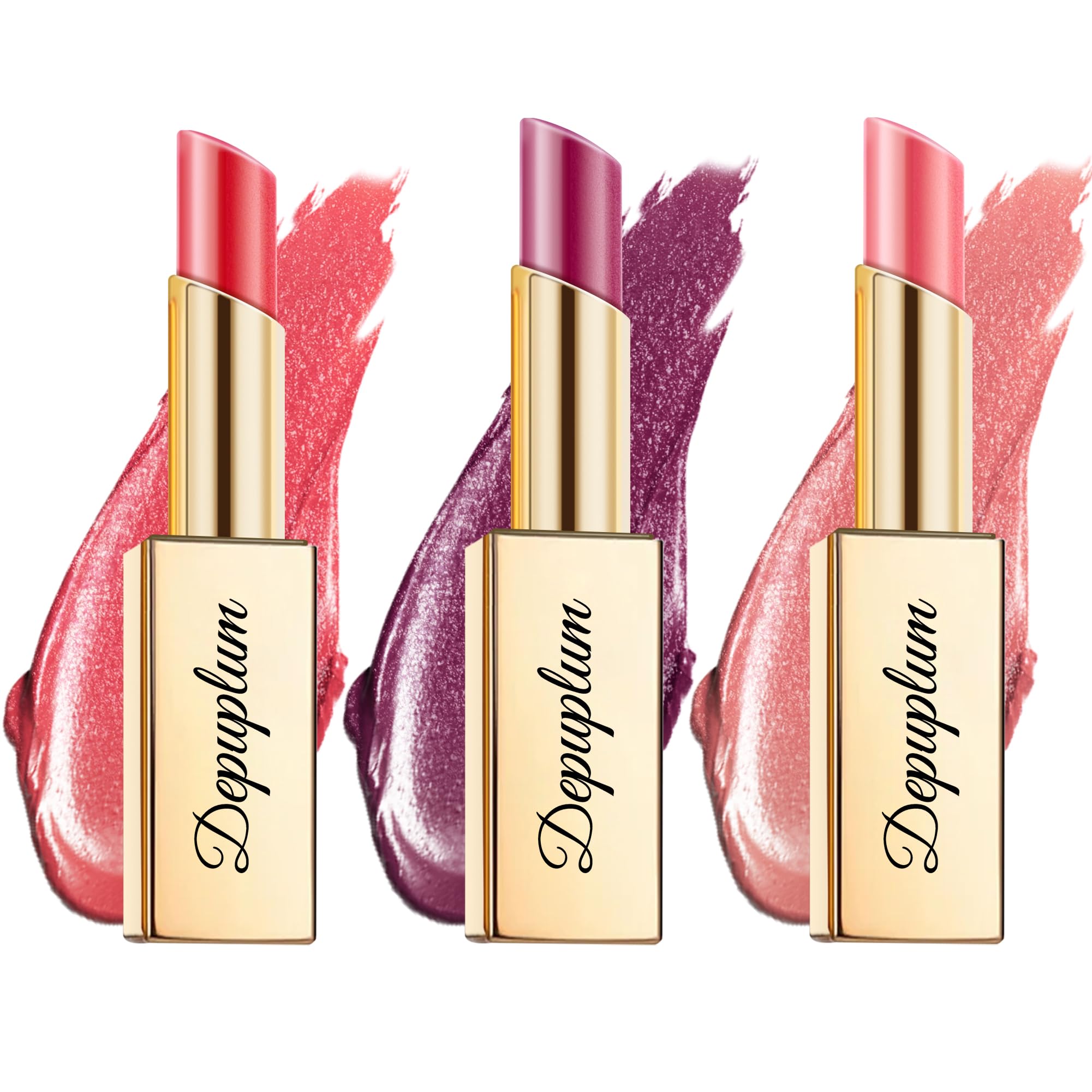 Depuplum Red Mulberry Pink Lipstick Set – Hydrating Vegan Lip Balm & Shimmer Lip Gloss (DM108/109/114)