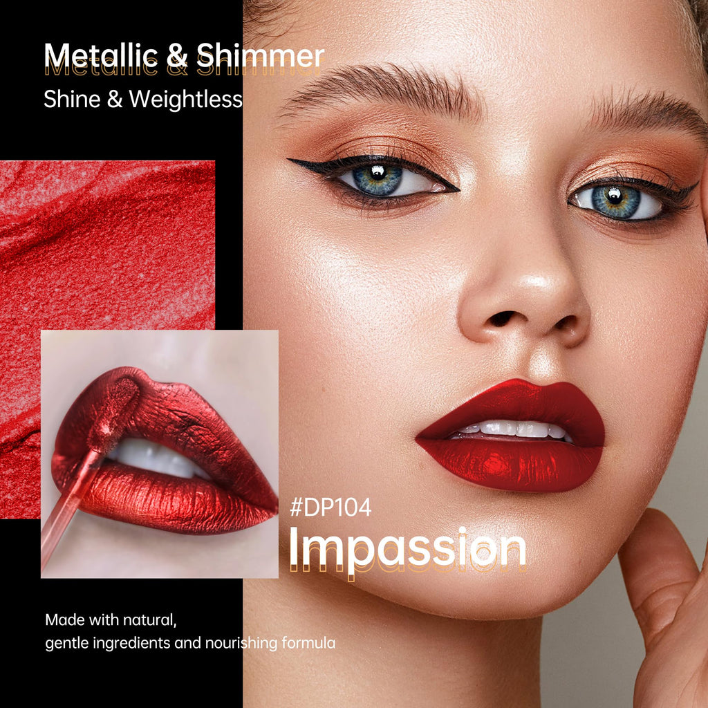 Depuplum 3pc Metallic Lipsticks Set – DP104/107/108 | Long-Lasting Shine & Hydration