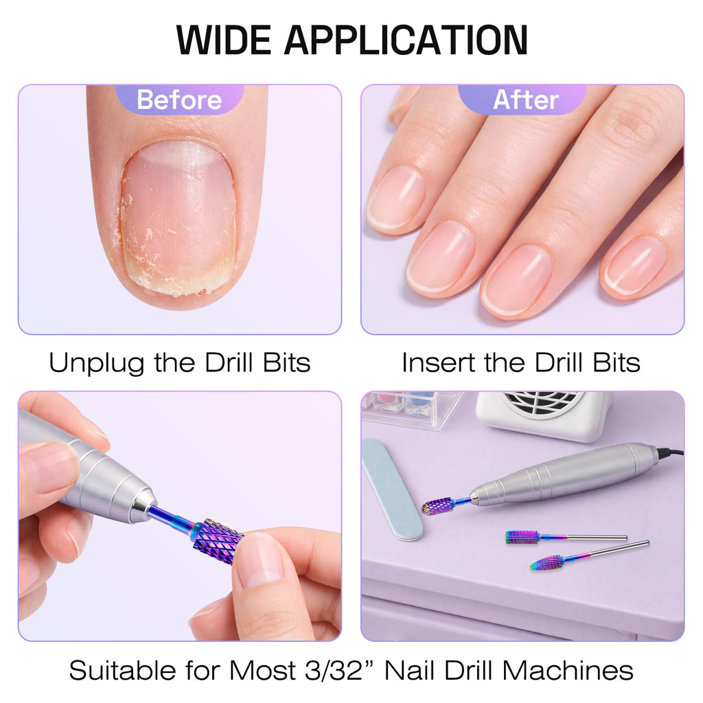 Depvko Nail Drill Bits Set - 30pc 3/32 Inch Carbide Diamond Ceramic Bits with Storage Case for Professional Manicure Pedicure