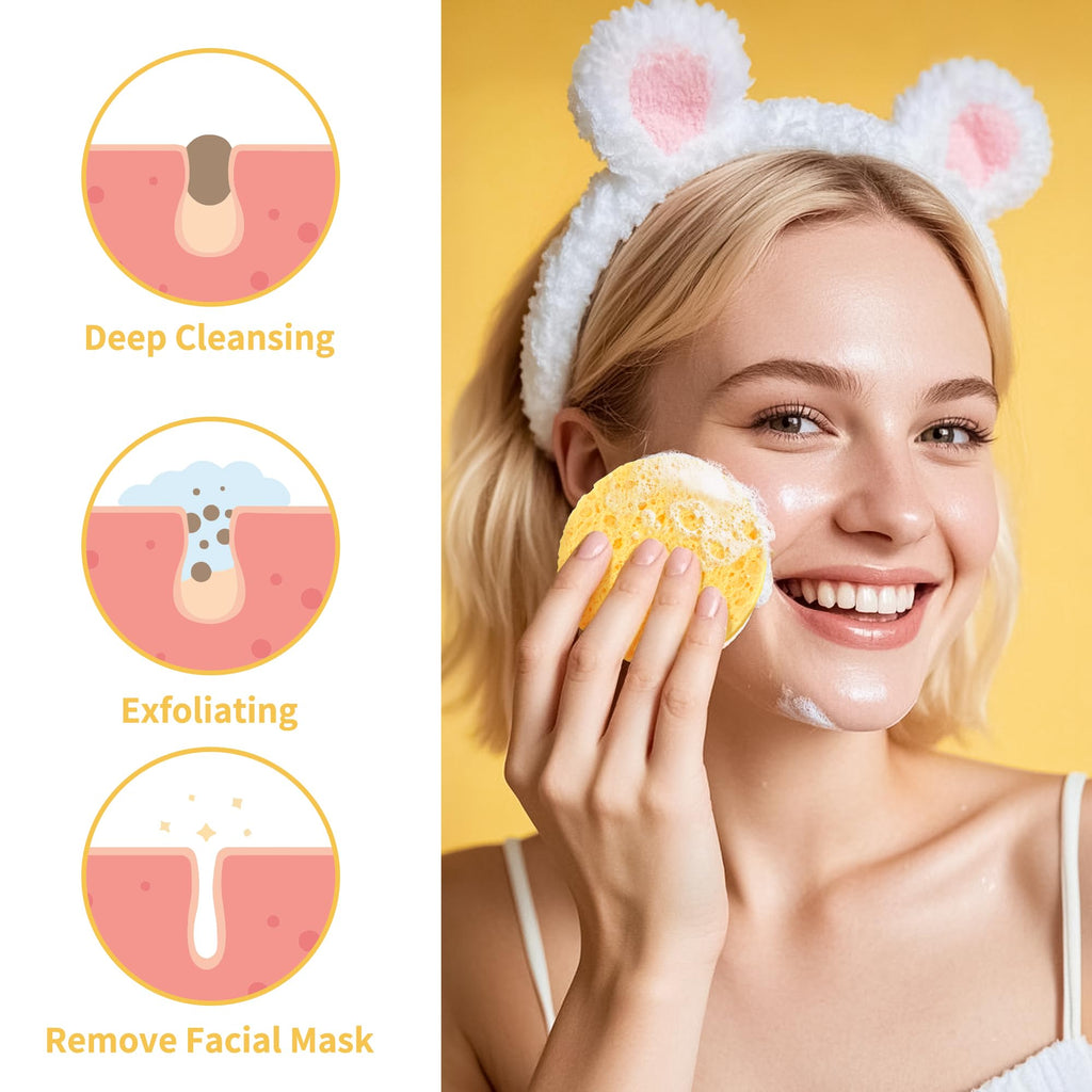 Derloyo 100-Count Compressed Facial Sponges – Natural Biodegradable Cleansing (Yellow)