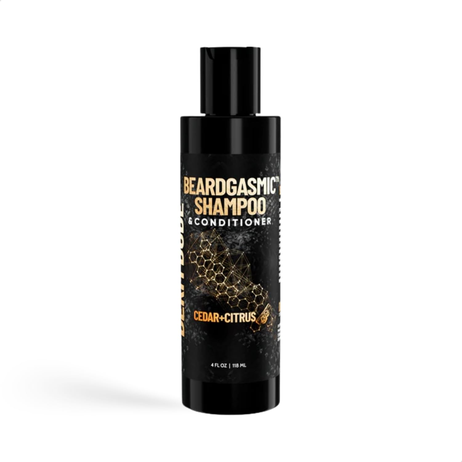 Derm Dude BeardGasmic 2-in-1 Beard Shampoo & Conditioner – Sulfate-Free, Aloe Vera & Vitamin E, Cedar & Citrus, 4oz