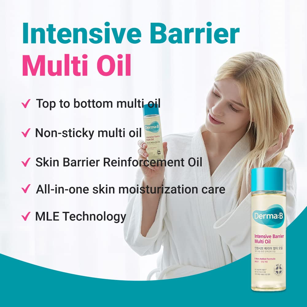 Derma B Intensive Barrier Multi Body Oil | Non-Sticky Hydration for Sensitive Skin | 135ml