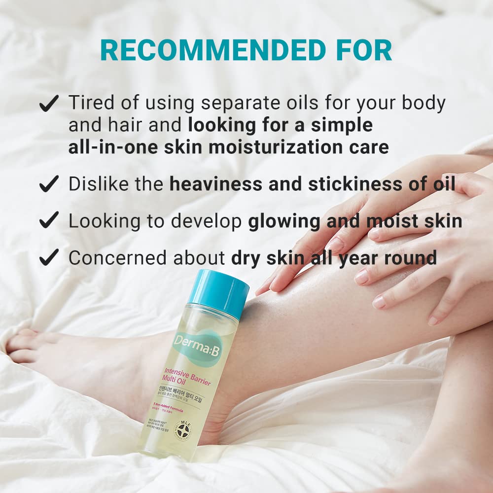 Derma B Intensive Barrier Multi Body Oil | Non-Sticky Hydration for Sensitive Skin | 135ml