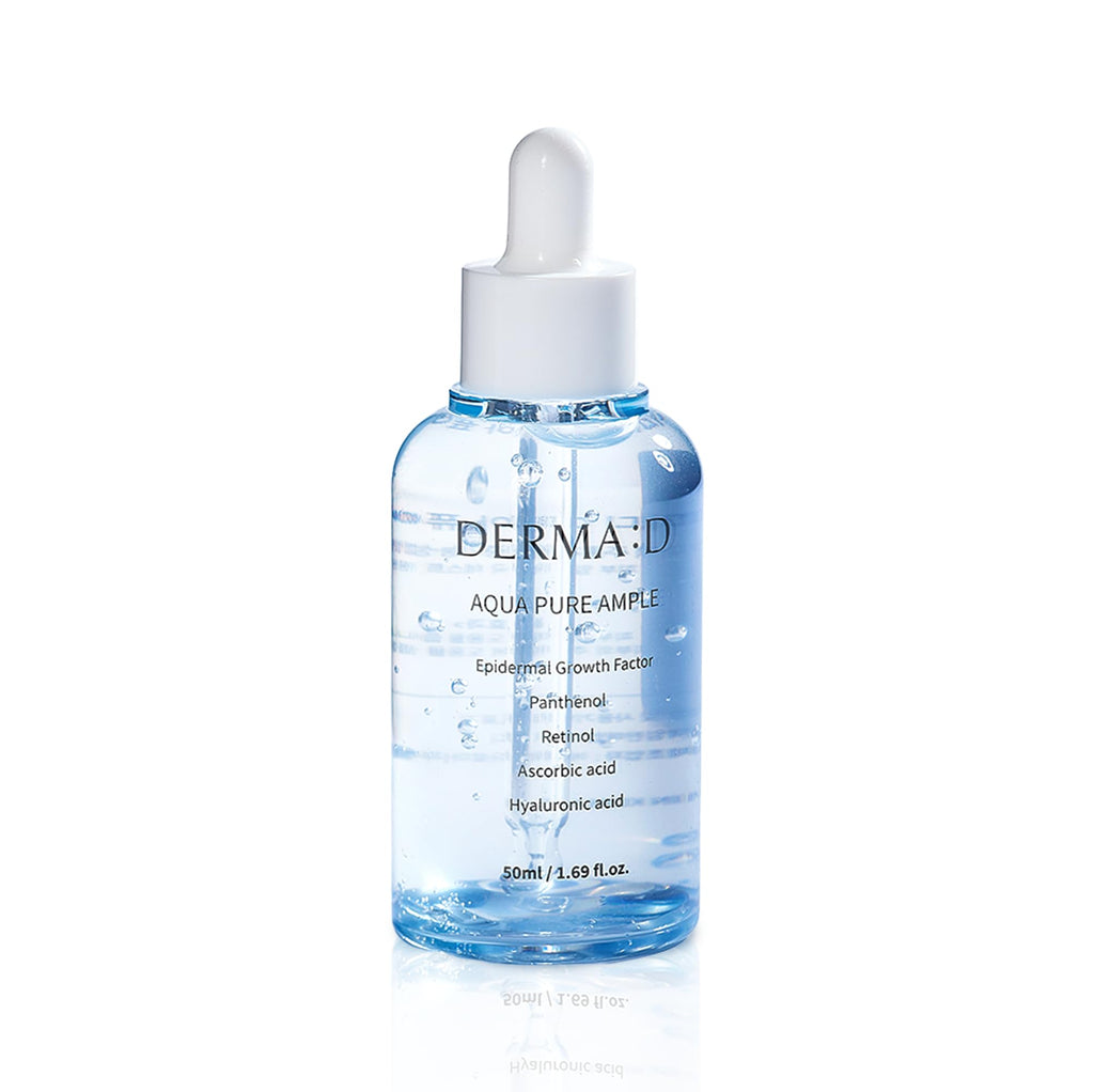 DERMA:D Korean Ampoule with Hyaluronic Acid – Hydrating Serum with Vitamin C, Retinol, Panthenol | 1.69 fl oz