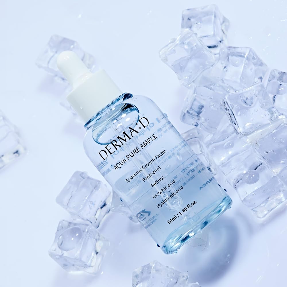 DERMA:D Korean Ampoule with Hyaluronic Acid – Hydrating Serum with Vitamin C, Retinol, Panthenol | 1.69 fl oz