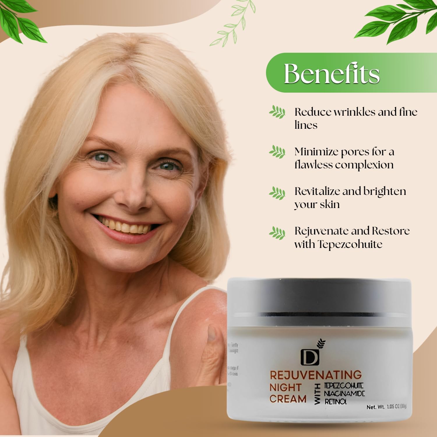 Derma Detox Rejuvenating Night Cream with Retinol, Tepezcohuite & Niacinamide