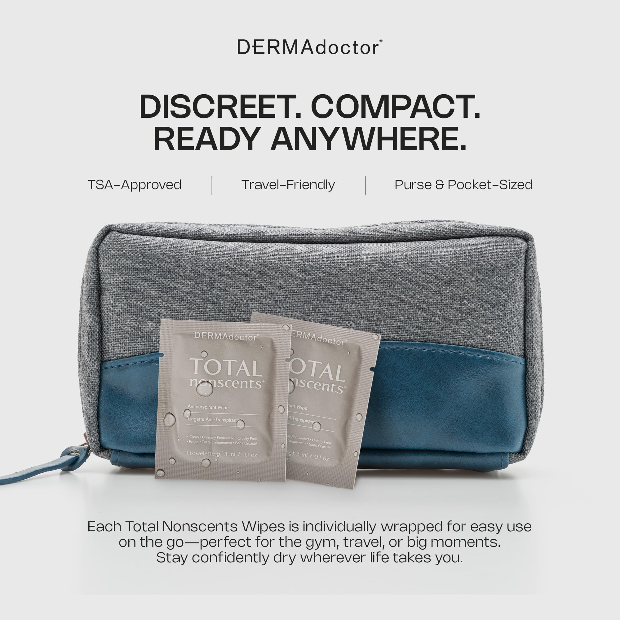 DERMAdoctor Deodorant Wipes Individually Wrapped - Refreshing Antiperspirant Wipes, Dermatologist-Formulated Sweat Protection | 10 Count