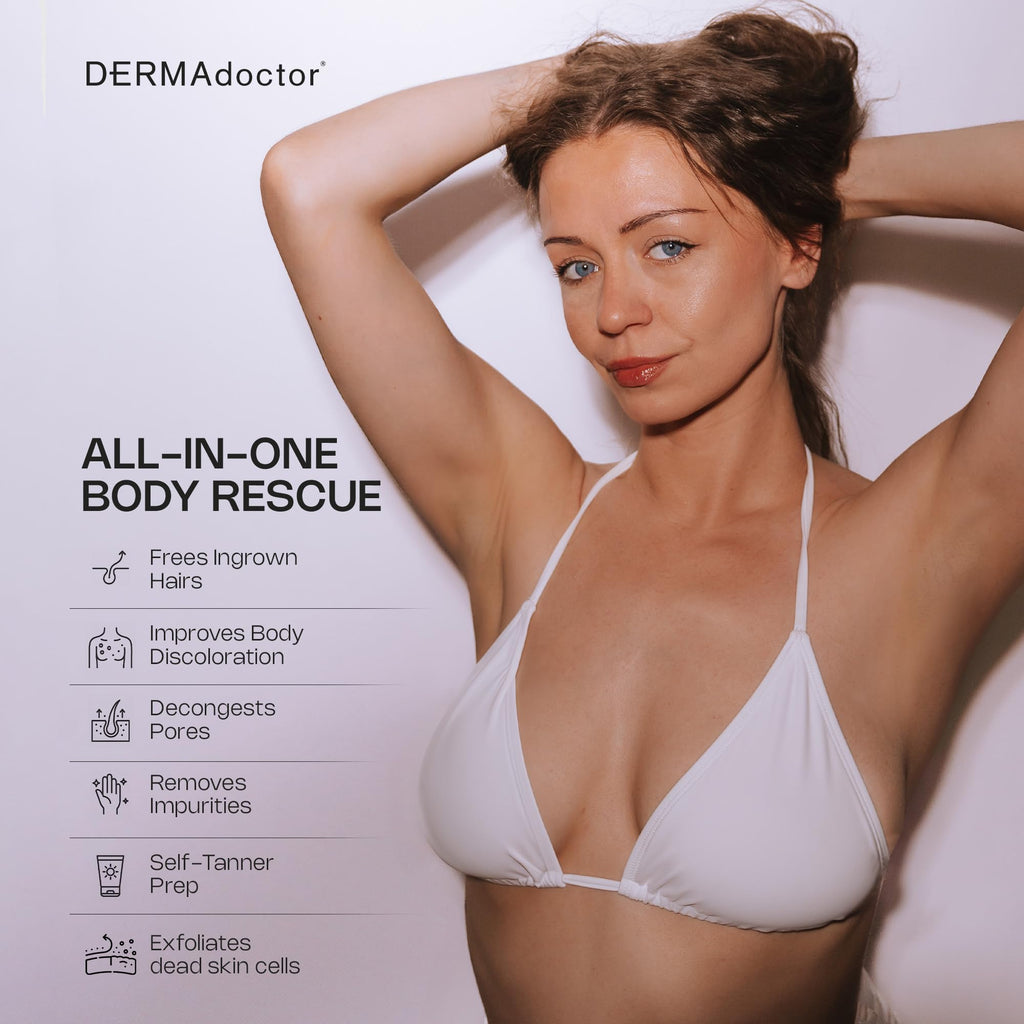DERMAdoctor KP Bump Eraser Extra Strength Peel Pads | Exfoliating Body Treatment with AHA, BHA & PHA | Dermatologist Developed
