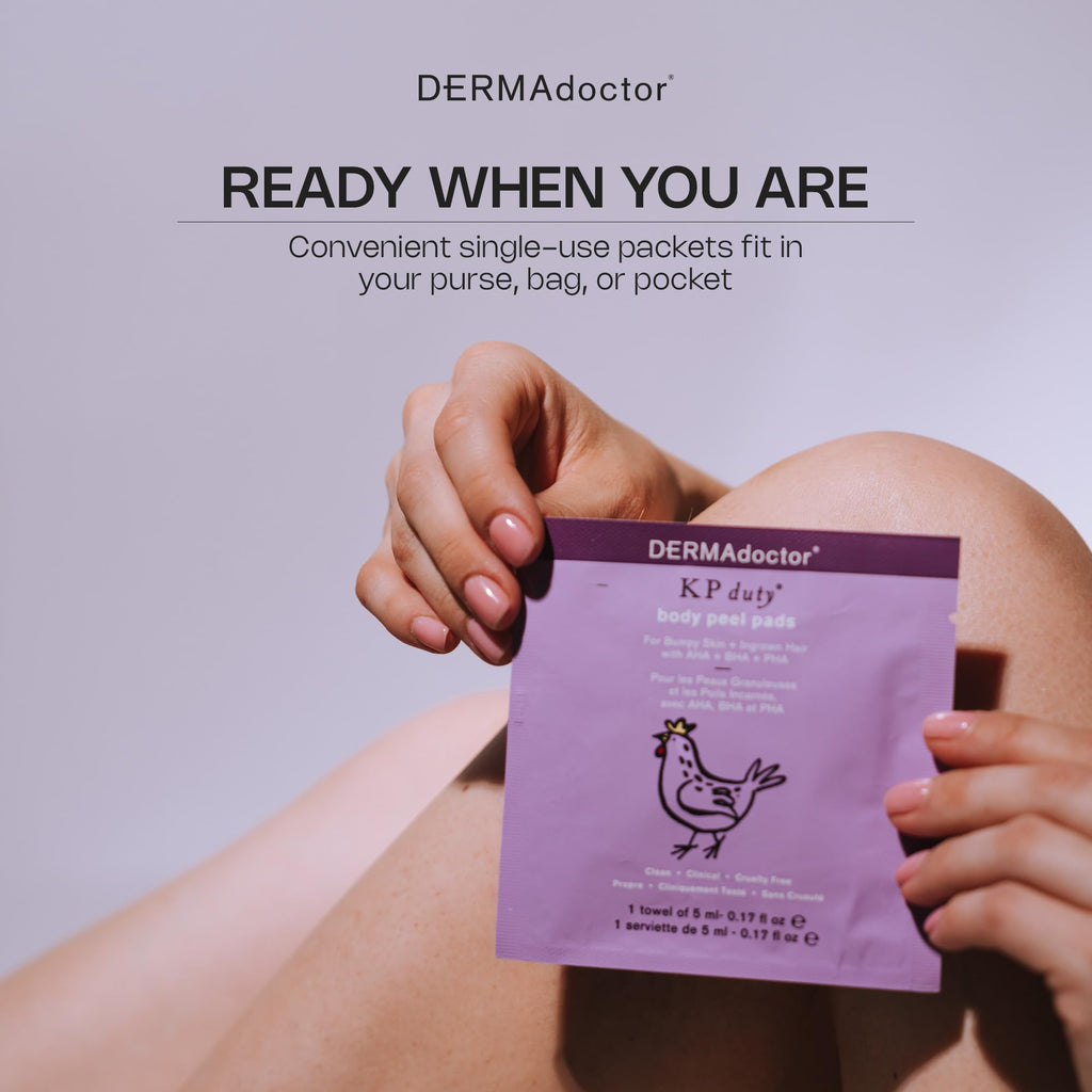 DERMAdoctor KP Bump Eraser Extra Strength Peel Pads | Exfoliating Body Treatment with AHA, BHA & PHA | Dermatologist Developed