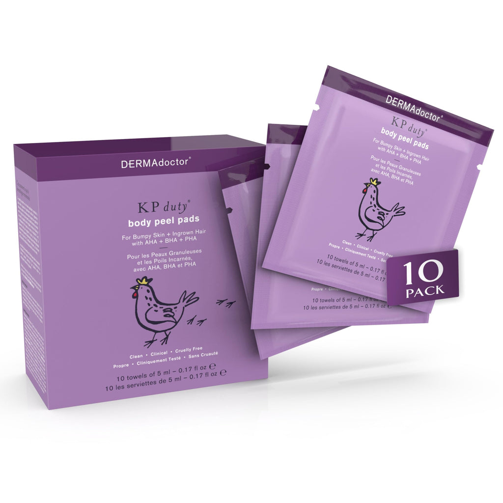 DERMAdoctor KP Bump Eraser Extra Strength Peel Pads | Exfoliating Body Treatment with AHA, BHA & PHA | Dermatologist Developed
