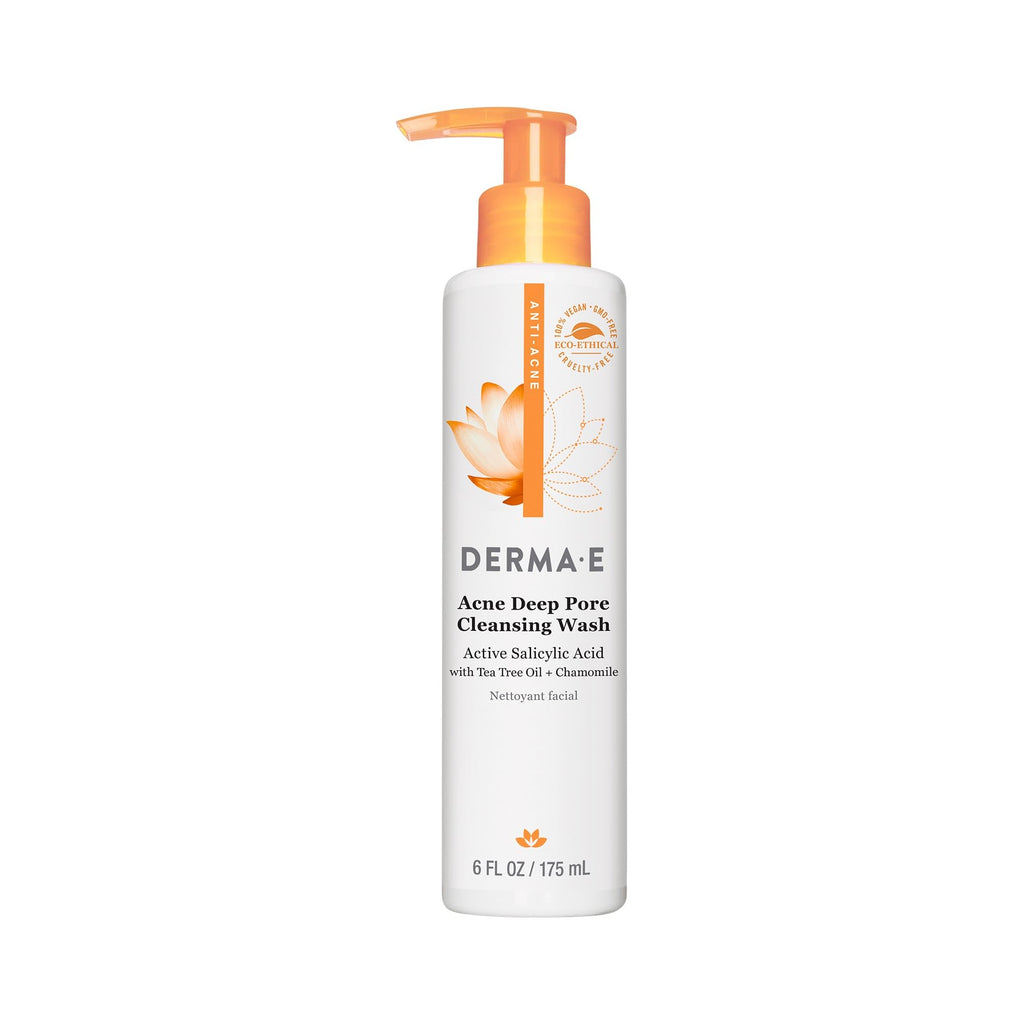 Derma E Acne Deep Pore Cleansing Wash – Salicylic Acid Face Cleanser for Clear Pores | 6 fl oz