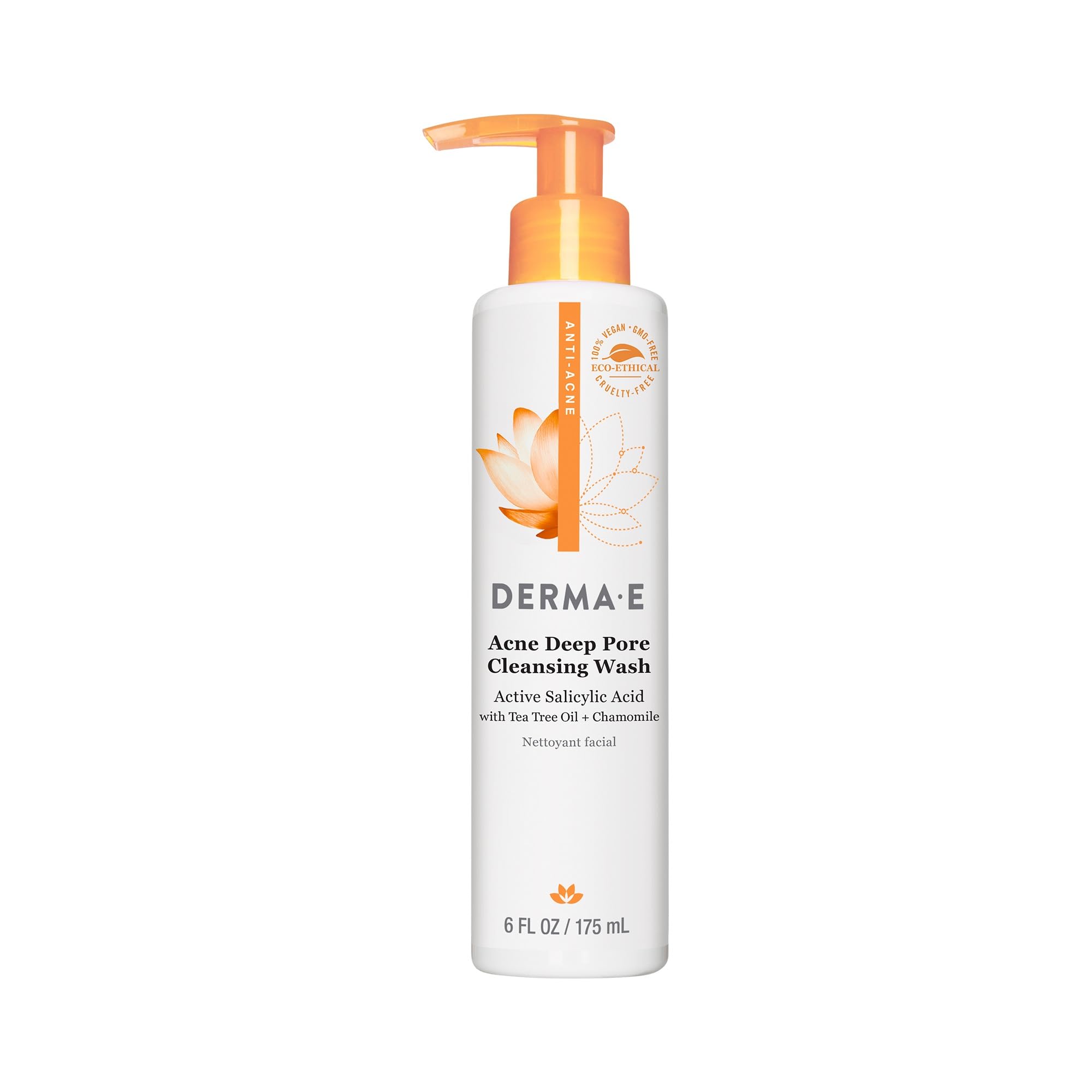 Derma E Acne Deep Pore Cleansing Wash – Salicylic Acid Face Cleanser for Clear Pores | 6 fl oz