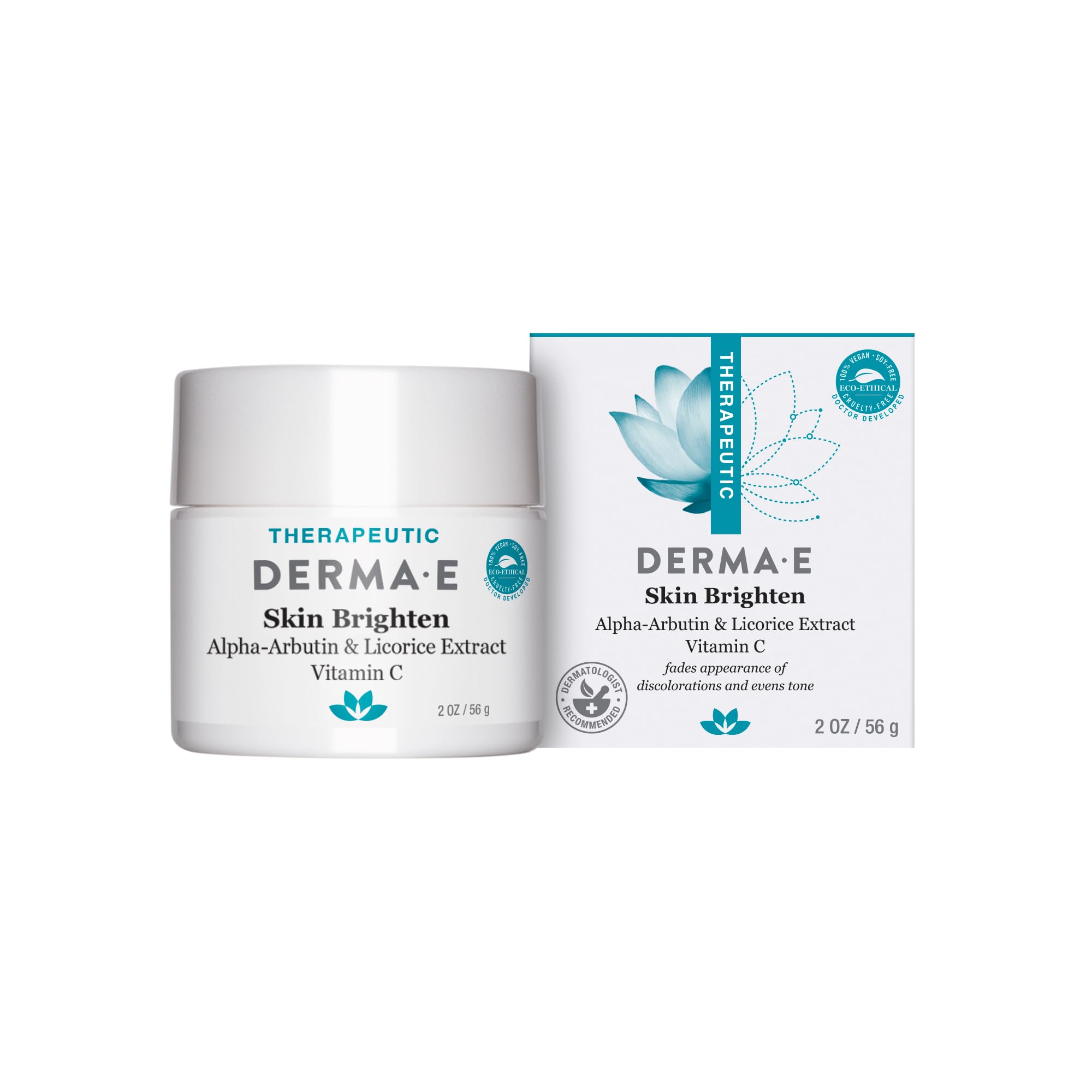 Derma E Skin Brightening Cream – Natural Face & Body Brightener for Dark Spots & Uneven Skin Tone – 2 oz