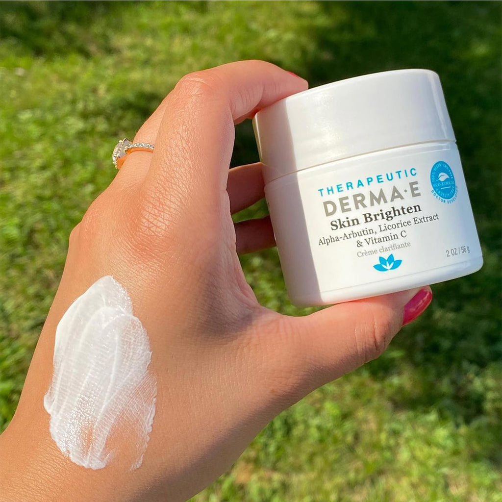 Derma E Skin Brightening Cream – Natural Face & Body Brightener for Dark Spots & Uneven Skin Tone – 2 oz