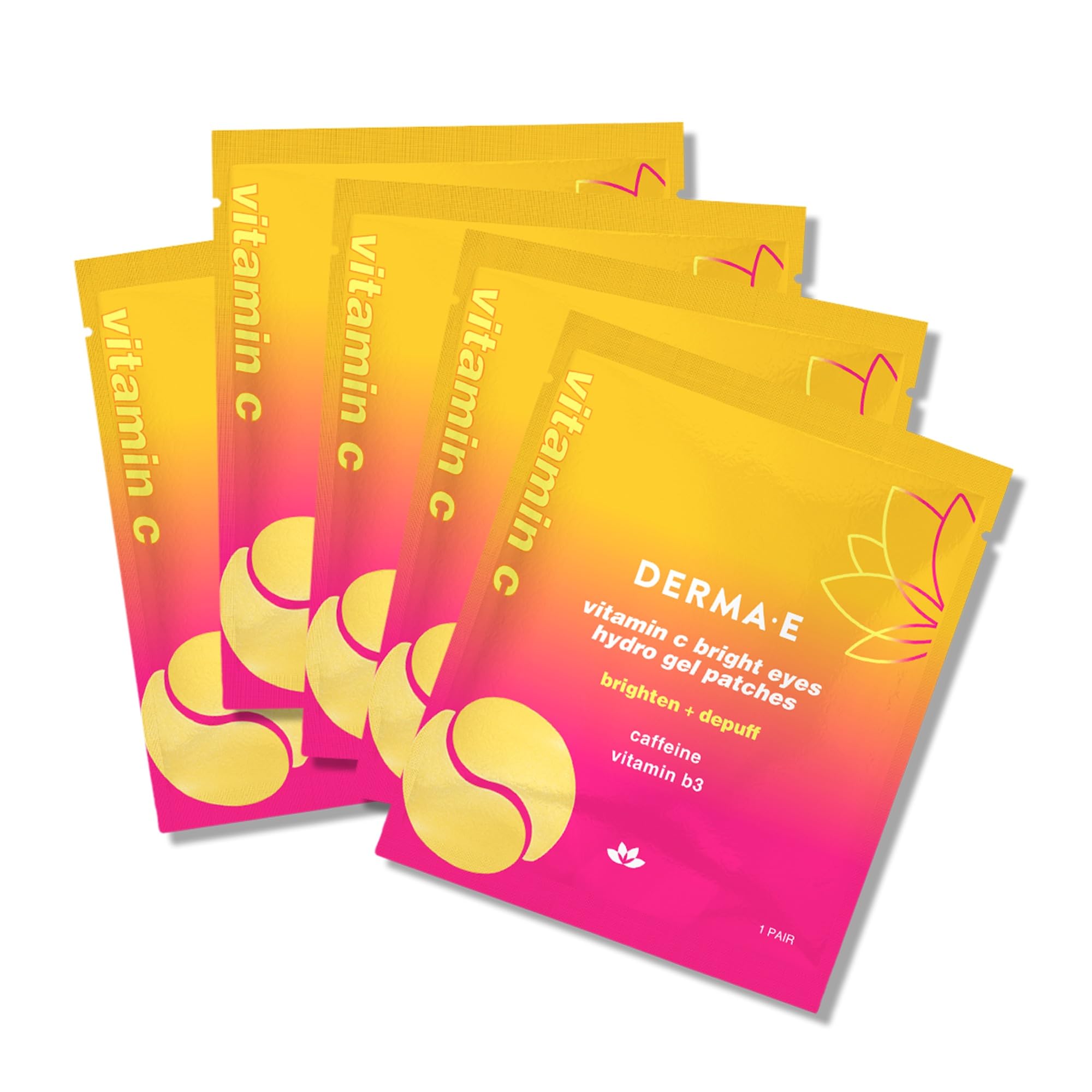 Derma E Vitamin C Bright Eyes Hydro Gel Under Eye Patches – 10 Ct (5 Pairs) Allantoin, Caffeine & Vitamin B3