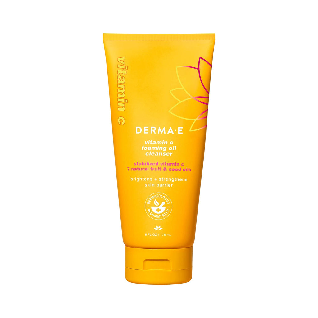 Derma E Vitamin C Foaming Oil Cleanser | 2-in-1 Makeup Remover & Brightening Face Wash
