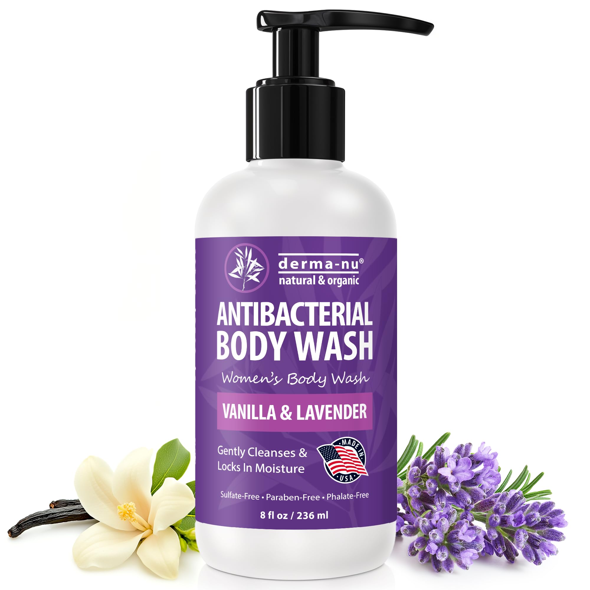 Derma-Nu Antibacterial Body Wash for Women - Tea Tree, Lavender & Vanilla