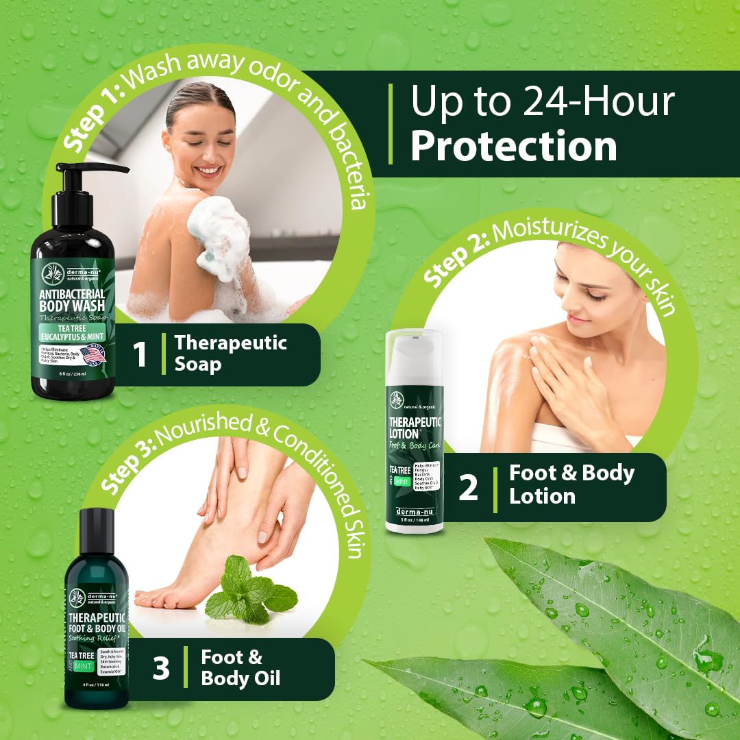Derma-Nu Antibacterial Body Wash | Tea Tree, Jock Itch & Athlete's Foot Care, 8 oz