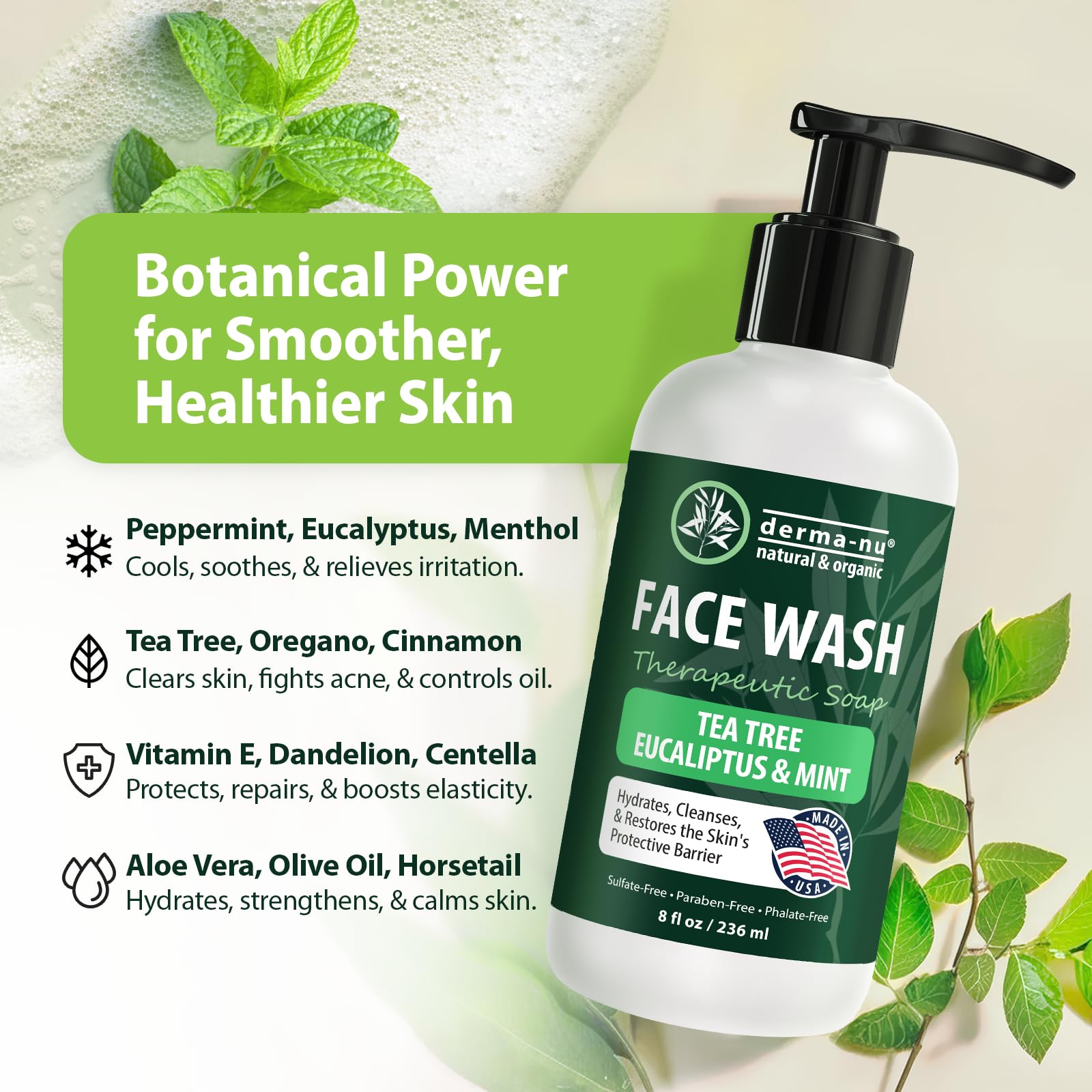 Derma-Nu Gentle Face Wash – Hydrating Cleanser for Sensitive & Oily Skin