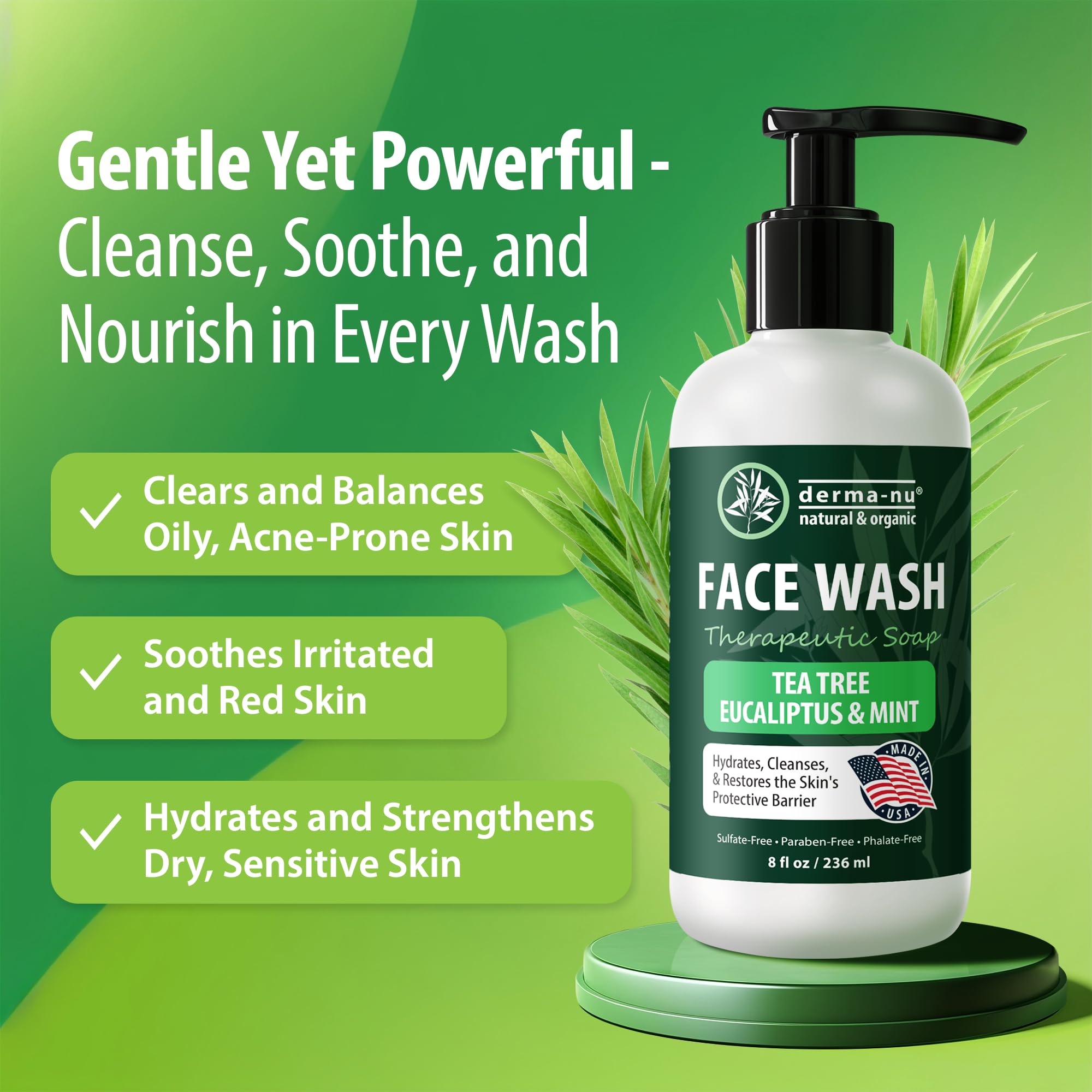 Derma-Nu Gentle Face Wash – Hydrating Cleanser for Sensitive & Oily Skin