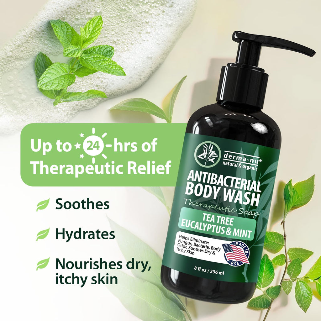 Derma-Nu Antibacterial Body Wash | Tea Tree, Jock Itch & Athlete's Foot Care, 8 oz