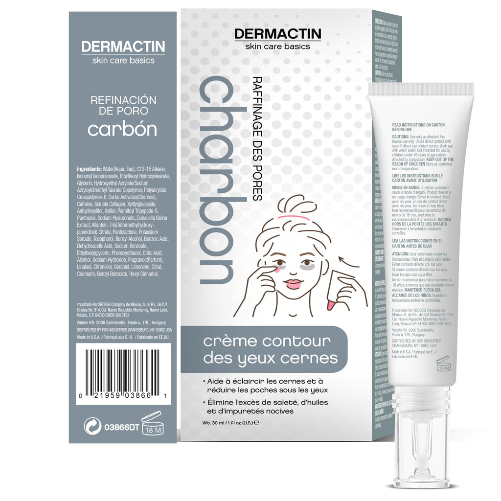 Dermactin Pore-Refining Charcoal Dark Circle Eye Cream 2 oz – Brighten Eyes & De-Puff