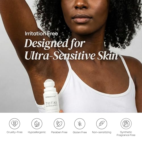DERMAdoctor Total NonScents Ultra-Gentle Unscented Antiperspirant for Sensitive Skin – Clinically Strong Roll-On