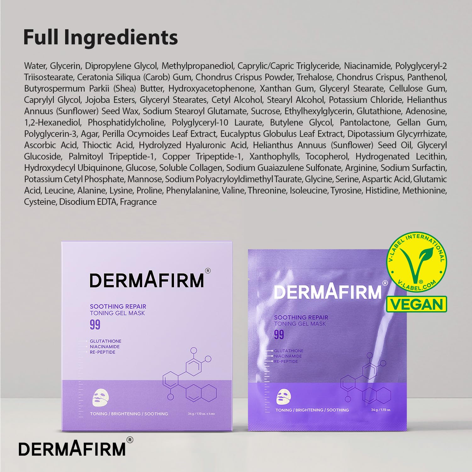 Dermafirm Soothing Repair Toning Gel Mask R4 – Brightening & Anti-Wrinkle Overnight Hydrogel Mask