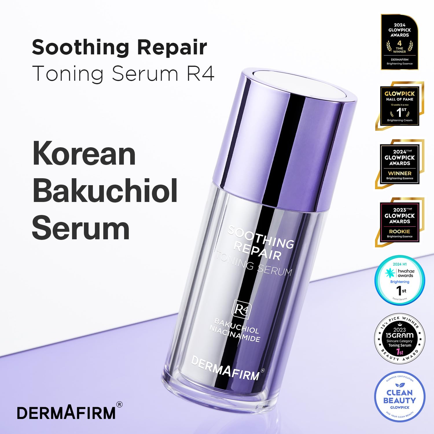 DERMAFIRM Bakuchiol Retinol Serum with Niacinamide & Peptides – Glass Skin R4