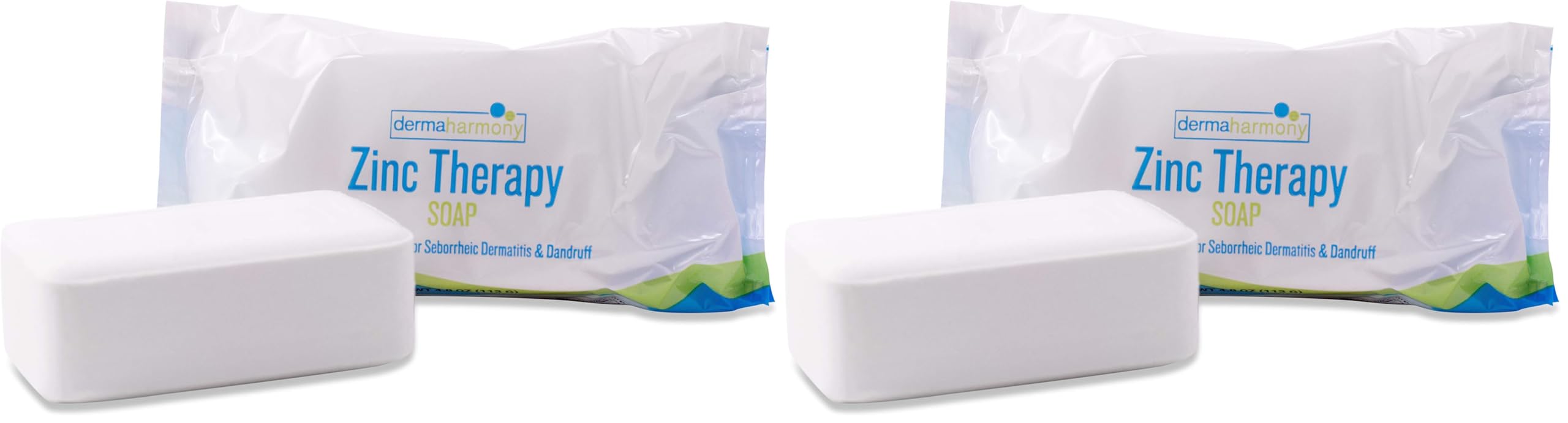 DermaHarmony 2% Pyrithione Zinc Bar Soap – Pack of 2 (4 oz) for Sensitive Skin Conditions | Made in USA