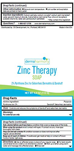DermaHarmony 2% Pyrithione Zinc Bar Soap – Pack of 2 (4 oz) for Sensitive Skin Conditions | Made in USA