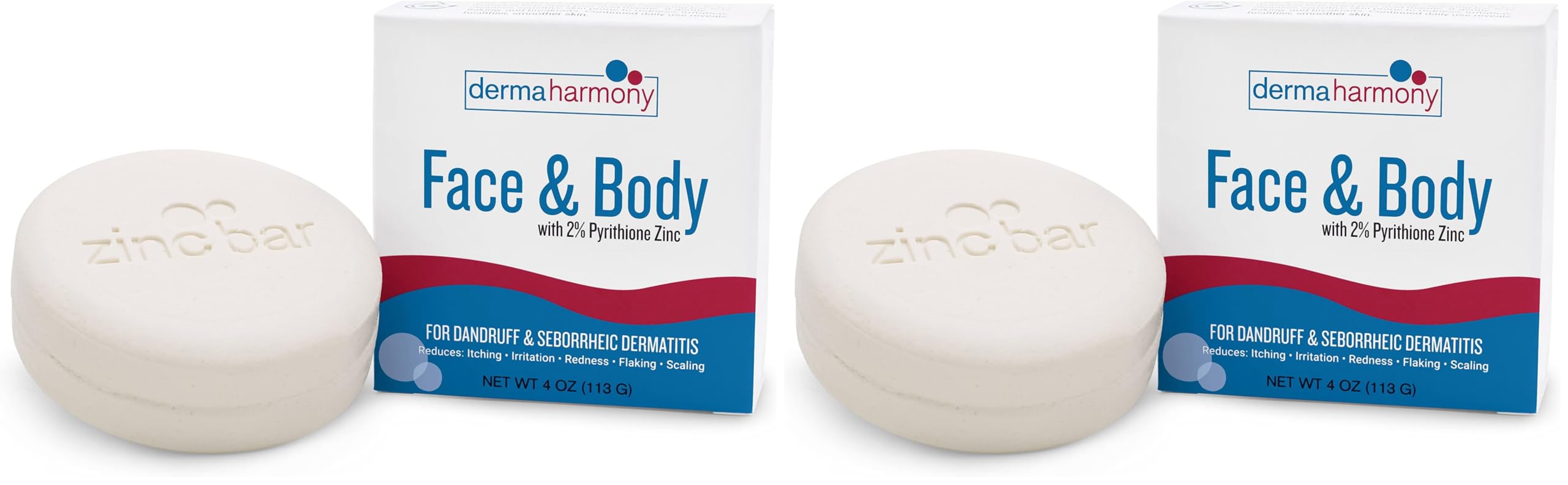 DermaHarmony 2% Pyrithione Zinc Face & Body Bar – 4 oz (Pack of 2)