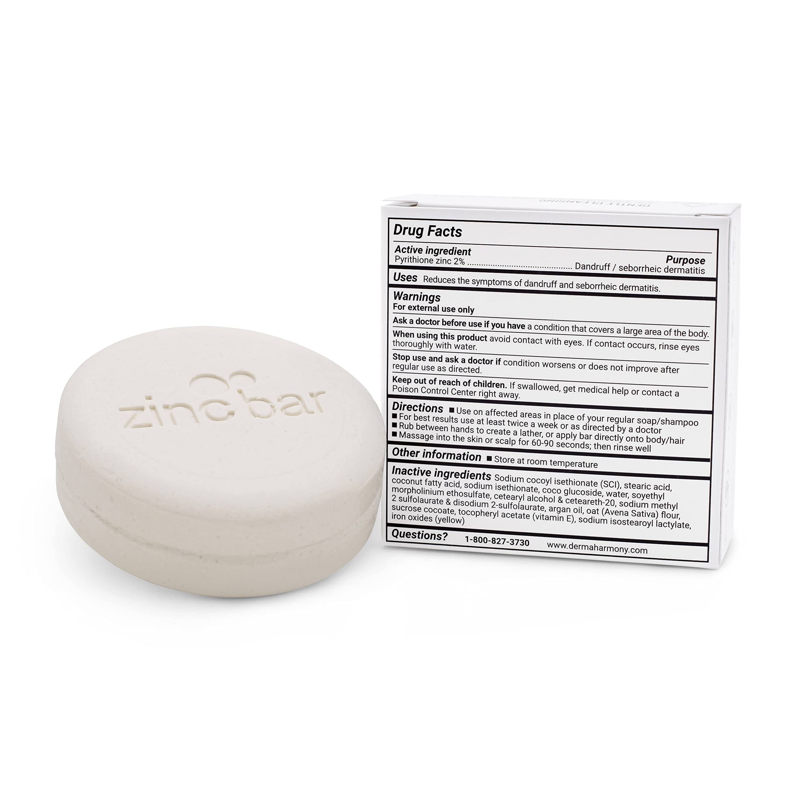DermaHarmony 2% Pyrithione Zinc Face & Body Bar – 4 oz (Pack of 2)