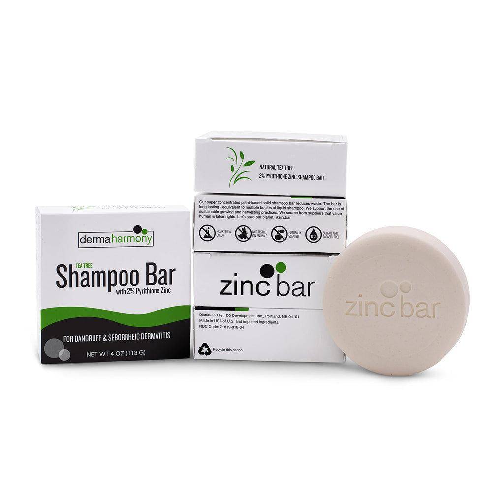 DermaHarmony 2% Pyrithione Zinc Shampoo Bar with Tea Tree – 4 oz
