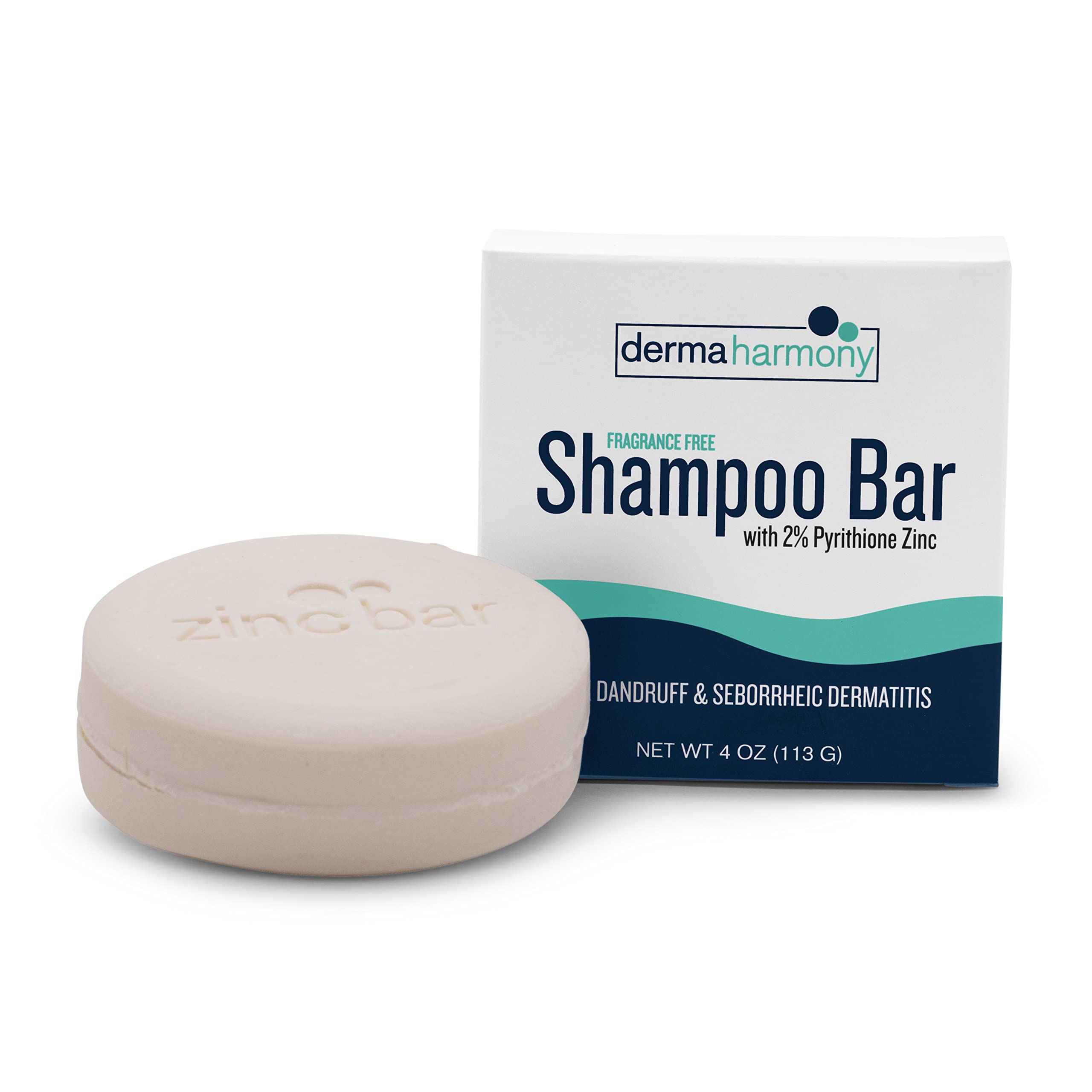 Dermaharmony 2% Pyrithione Zinc Shampoo Bar – Fragrance-Free, 4 Oz