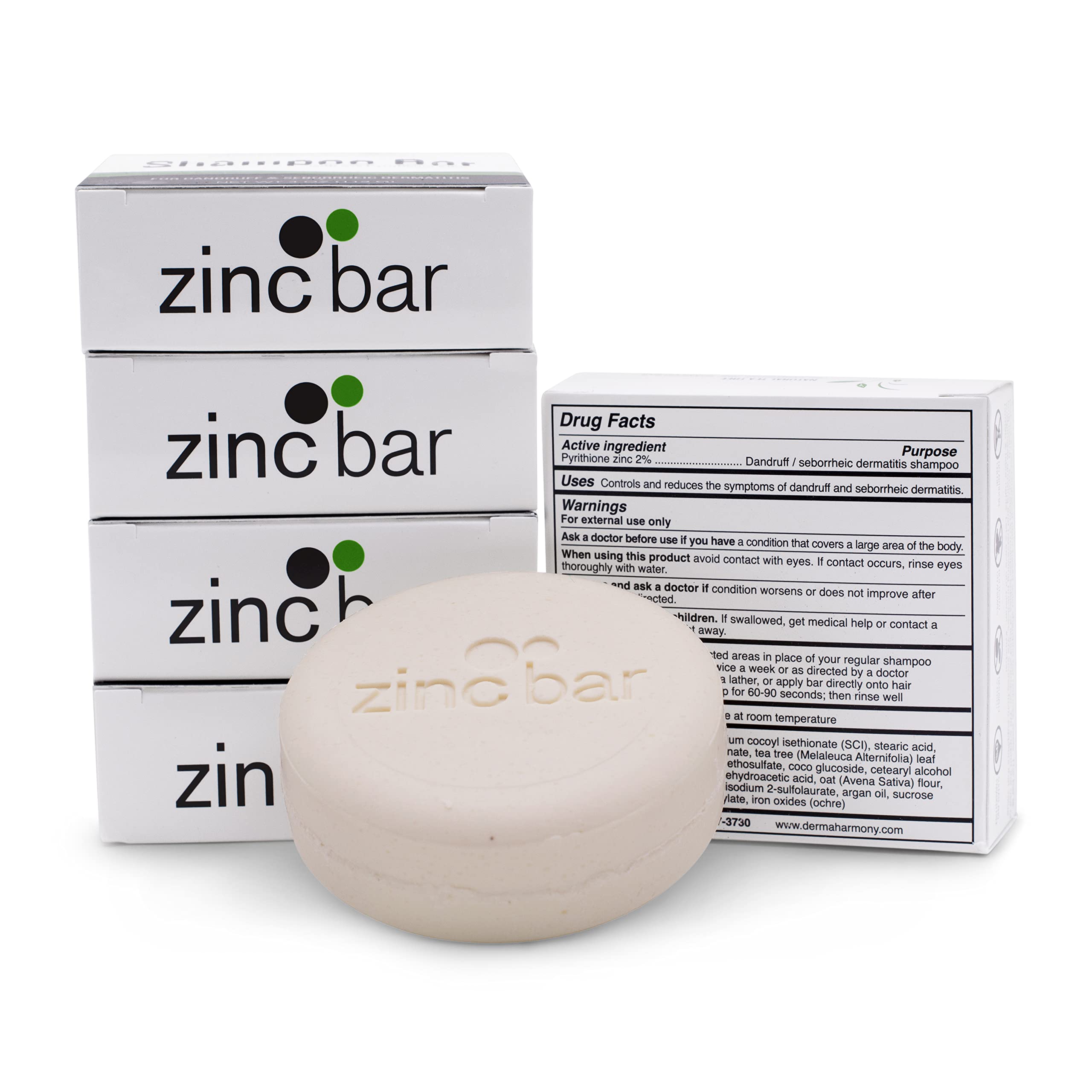 DermaHarmony 2% Pyrithione Zinc Shampoo Bar with Tea Tree – 4 oz