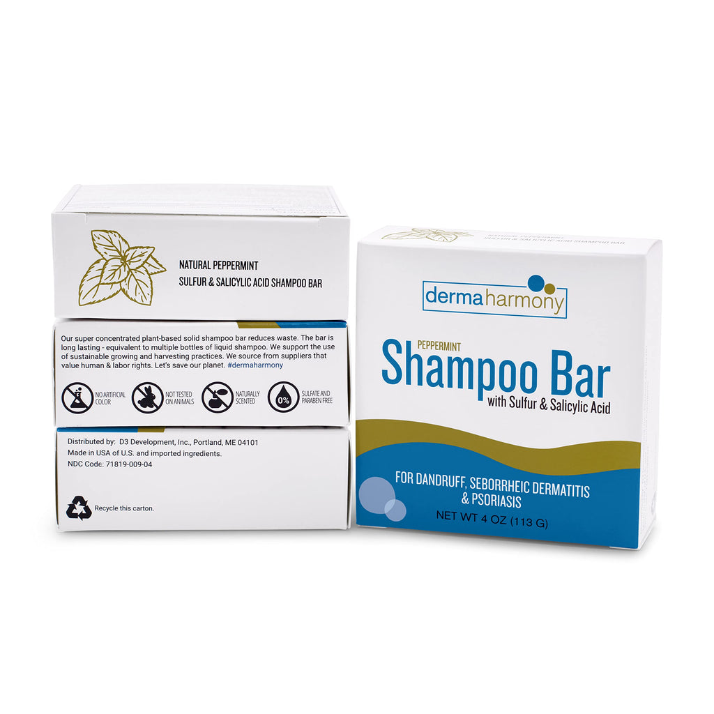 Dermaharmony 5% Sulfur 2% Salicylic Acid Shampoo Bar – Dandruff Care Pack of 2 (4 oz each)