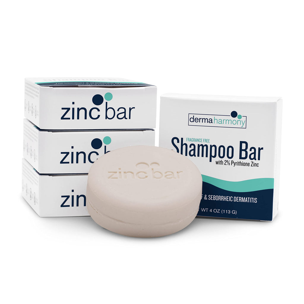 Dermaharmony 2% Pyrithione Zinc Shampoo Bar – Fragrance-Free, Dandruff Solution (Pack of 2, 4 oz each)