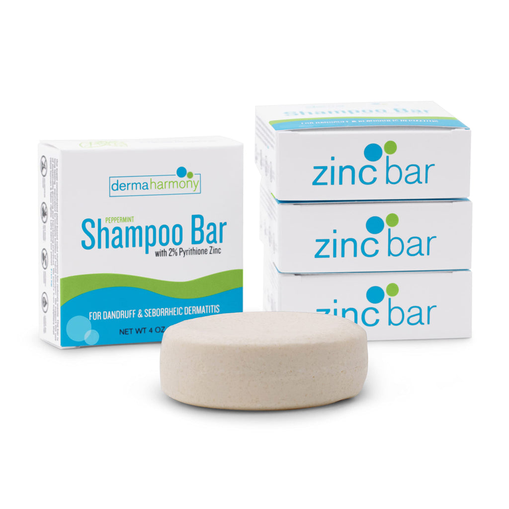 DermaHarmony 2% Pyrithione Zinc Shampoo Bar with Peppermint – Dandruff & Seborrheic Dermatitis (Pack of 2, 4 oz each)