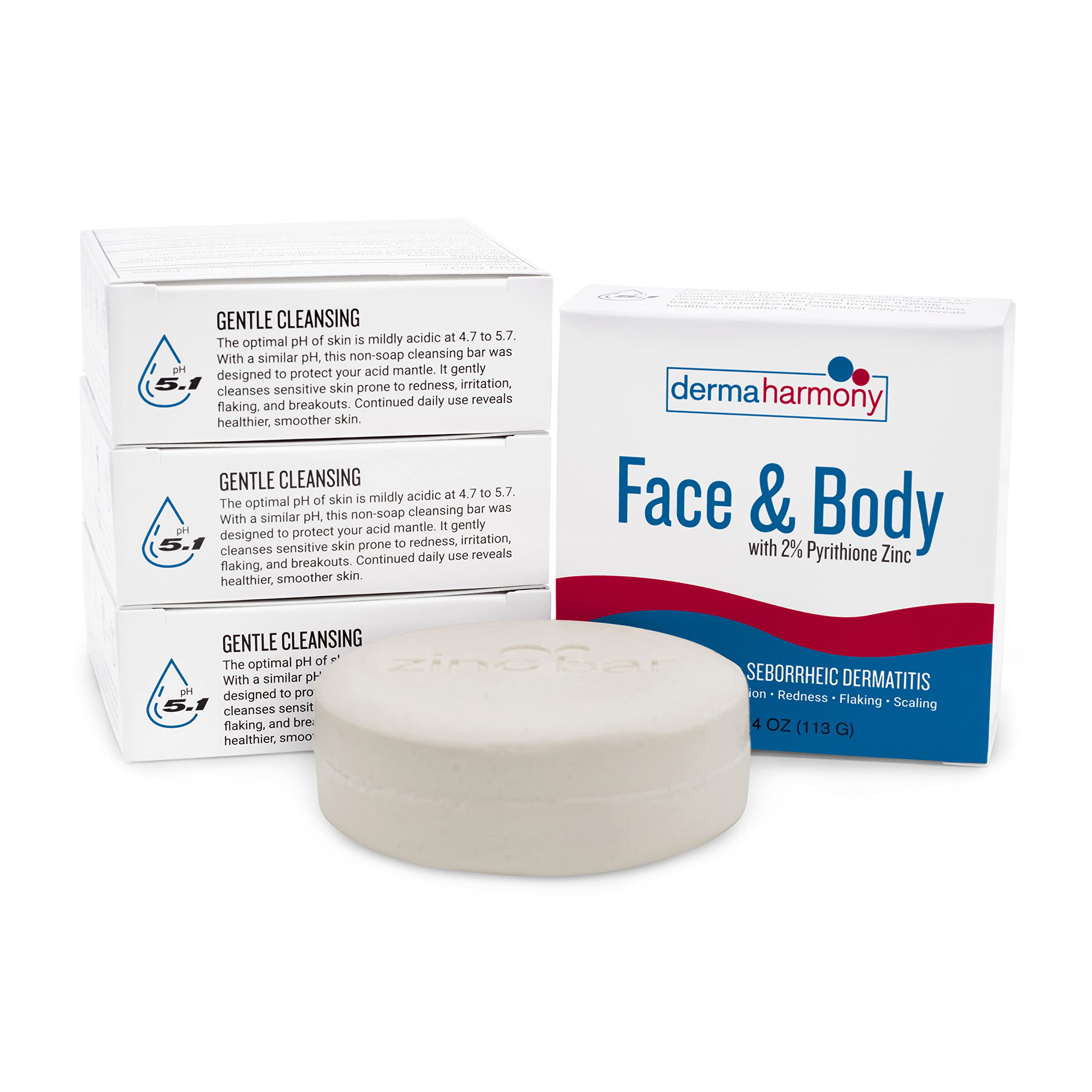DermaHarmony 2% Pyrithione Zinc Face & Body Bar – 4 oz (Pack of 2)