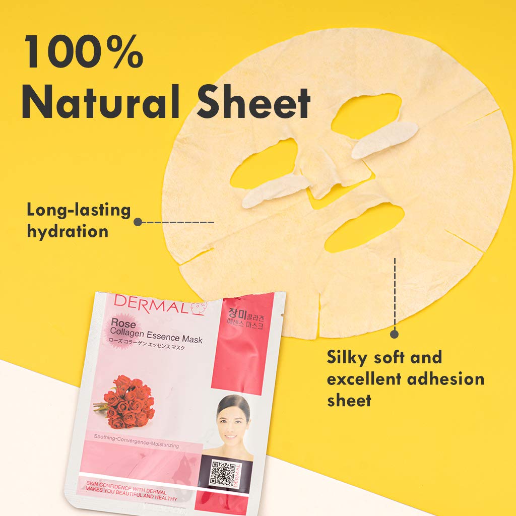 DERMAL Collagen Essence Sheet Mask 16-Combo Pack – 16 Days Daily Skin Therapy for Glow | K-Beauty Gift Set