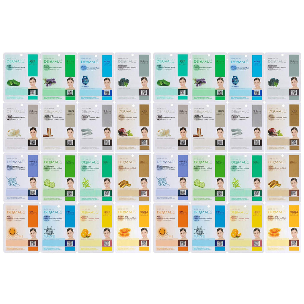 DERMAL 32 Combo Pack Korean Facial Masks | 20+ Years of K-Beauty Experience