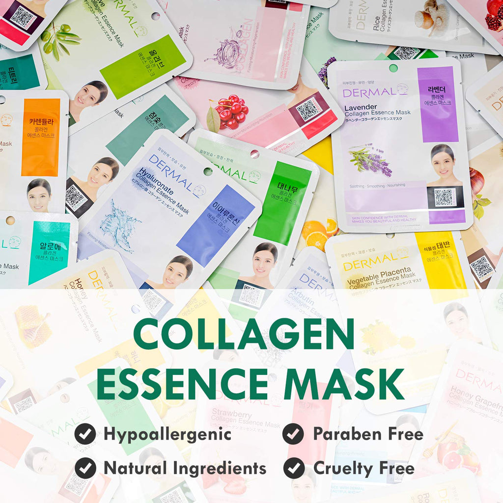 DERMAL Collagen Essence Sheet Mask 16-Combo Pack – 16 Days Daily Skin Therapy for Glow | K-Beauty Gift Set
