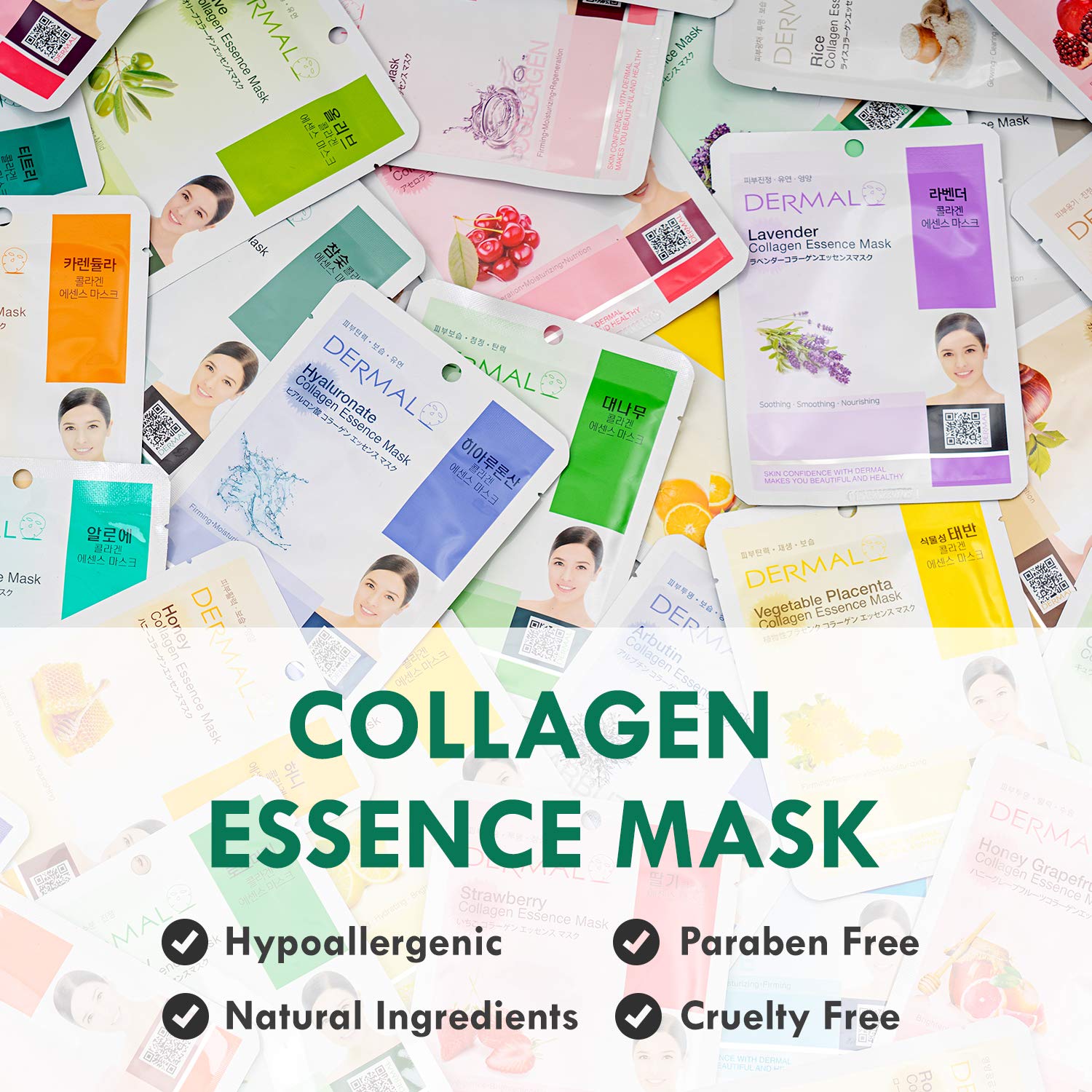 DERMAL Collagen Essence Sheet Mask 16-Combo Pack – 16 Days Daily Skin Therapy for Glow | K-Beauty Gift Set